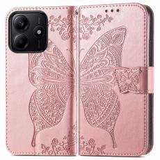  Xiaomi Redmi Note 14 5G Fodral L&auml;der Fj&auml;ril Tryck Ros&eacute;guld - Teknikhallen.se