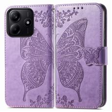  Xiaomi Redmi Note 14 5G Fodral L&auml;der Fj&auml;ril Tryck Lila - Teknikhallen.se
