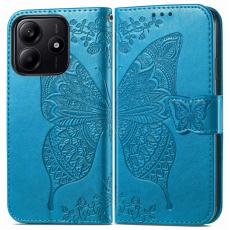  Xiaomi Redmi Note 14 5G Fodral L&auml;der Fj&auml;ril Tryck Bl&aring; - Teknikhallen.se