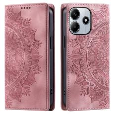 Xiaomi Redmi Note 14 4G Fodral Flip Mandala L&auml;der Ros&eacute;guld - Teknikhallen.se