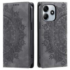  Xiaomi Redmi Note 14 4G Fodral Flip Mandala L&auml;der Gr&aring; - Teknikhallen.se
