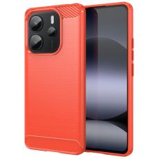  Xiaomi Redmi Note 14 4G Skal Borstad St&aring;l Textur R&ouml;d - Teknikhallen.se