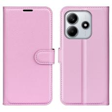  Xiaomi Redmi Note 14 4G Fodral Litchi L&auml;der Ljus Rosa - Teknikhallen.se