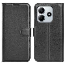  Xiaomi Redmi Note 14 4G Fodral Litchi L&auml;der Svart - Teknikhallen.se