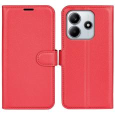 Xiaomi Redmi Note 14 4G Fodral Litchi L&auml;der R&ouml;d - Teknikhallen.se