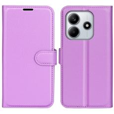  Xiaomi Redmi Note 14 4G Fodral Litchi L&auml;der Lila - Teknikhallen.se