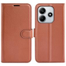  Xiaomi Redmi Note 14 4G Fodral Litchi L&auml;der Brun - Teknikhallen.se