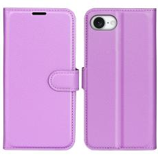  iPhone 17e / 16e Fodral Litchi L&auml;der Lila - Teknikhallen.se