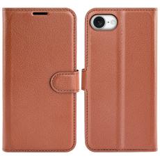  iPhone 17e / 16e Fodral Litchi L&auml;der Brun - Teknikhallen.se