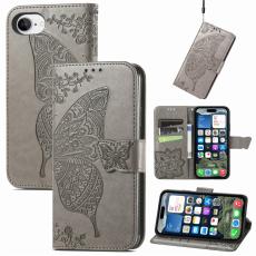  iPhone 17e / 16e Fodral Med Fj&auml;ril Tryck Gr&aring; - Teknikhallen.se
