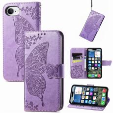 iPhone 17e / 16e Fodral Med Fj&auml;ril Tryck Lila - Teknikhallen.se