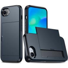  iPhone 17e / 16e Skal Hybrid Med Kortfack Bl&aring; - Teknikhallen.se