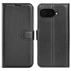  Google Pixel 9a Fodral Litchi L&auml;der Svart - Teknikhallen.se