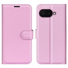  Google Pixel 9a Fodral Litchi L&auml;der Ljus Rosa - Teknikhallen.se