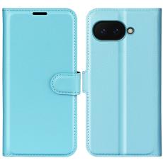  Google Pixel 9a Fodral Litchi L&auml;der Bl&aring; - Teknikhallen.se