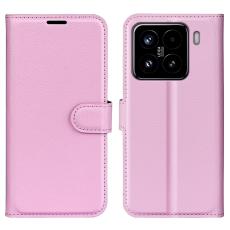  Xiaomi 15 Fodral Litchi L&auml;der Ljus Rosa - Teknikhallen.se
