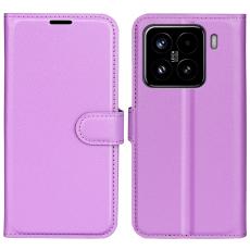  Xiaomi 15 Fodral Litchi L&auml;der Lila - Teknikhallen.se