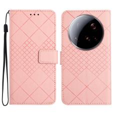  Xiaomi 15 Ultra Fodral L&auml;der Rhombus Rosa - Teknikhallen.se