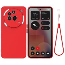  Nothing Phone 3a Pro Skal Liquid Silikon Med Strap R&ouml;d - Teknikhallen.se