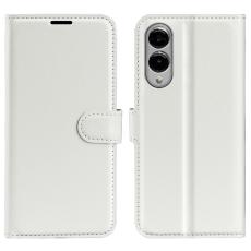  Samsung Galaxy S25 Edge Fodral Litchi L&auml;der Vit - Teknikhallen.se