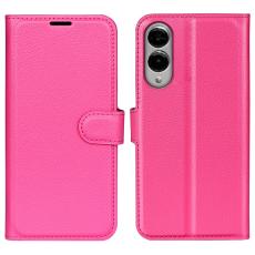 Samsung Galaxy S25 Edge Fodral Litchi L&auml;der Rosa - Teknikhallen.se