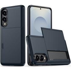  Samsung Galaxy S25 Edge Skal Hybrid Med Kortfack M&ouml;rk Bl&aring; - Teknikhallen.se