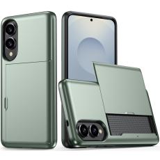  Samsung Galaxy S25 Edge Skal Hybrid Med Kortfack Milit&auml;r Gr&ouml;n - Teknikhallen.se
