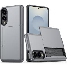  Samsung Galaxy S25 Edge Skal Hybrid Med Kortfack Gr&aring; - Teknikhallen.se