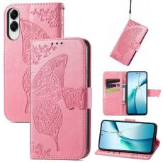  Samsung Galaxy S25 Edge Fodral Med Fj&auml;ril Tryck Rosa - Teknikhallen.se