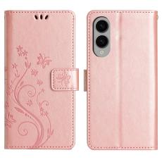  Samsung Galaxy S25 Edge Fodral Med Blommigt Tryck Ros&eacute;guld - Teknikhallen.se