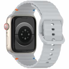  Apple Watch 42/44/45/46/49 mm Armband Silikon Wave Gr&aring; - Teknikhallen.se