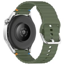  Klockarmband 20 mm Silikon Wave Design Milit&auml;r Gr&ouml;n - Teknikhallen.se