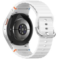  Galaxy Watch 5/5 Pro/6/7/FE Armband Silikon Wave Design Vit - Teknikhallen.se