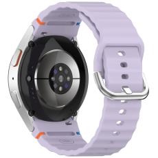  Galaxy Watch 5/5 Pro/6/7/FE Armband Silikon Wave Design Lila - Teknikhallen.se
