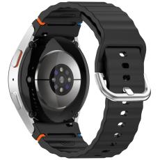  Galaxy Watch 5/5 Pro/6/7/FE Armband Silikon Wave Design Svart - Teknikhallen.se
