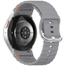  Galaxy Watch 5/5 Pro/6/7/FE Armband Silikon Wave Design Gr&aring; - Teknikhallen.se