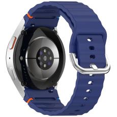  Galaxy Watch 5/5 Pro/6/7/FE Armband Silikon Wave Design Bl&aring; - Teknikhallen.se