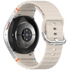  Galaxy Watch 5/5 Pro/6/7/FE Armband Silikon Wave Design Beige - Teknikhallen.se