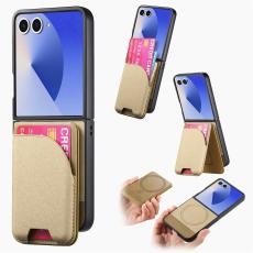  Galaxy Z Flip 7 Skal Inkl. Avtagbart Kortfack L&auml;der Khaki - Teknikhallen.se