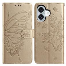  iPhone 17 Fodral Med Fj&auml;ril Tryck Guld - Teknikhallen.se