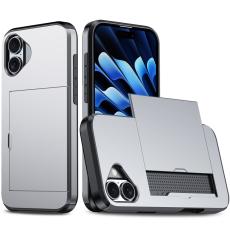  iPhone 17 Skal Hybrid Med Kortfack Gr&aring; - Teknikhallen.se