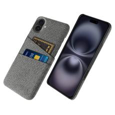  iPhone 17 Skal Med Kortfack Tygbelagt Gr&aring; - Teknikhallen.se