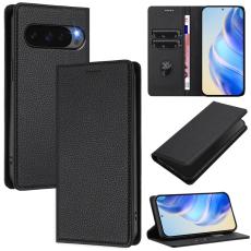  Google Pixel 10/10 Pro / 9/9 Pro Fodral RFID Litchi L&auml;der Svart - Teknikhallen.se