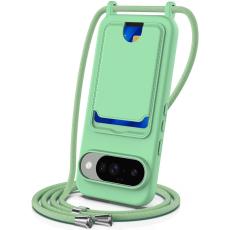  Google Pixel 10 Skal Med Kortfack & Mobilsn&ouml;re Silikon Gr&ouml;n - Teknikhallen.se