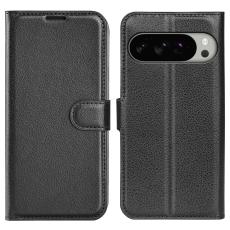  Google Pixel 10 Pro XL Fodral Litchi L&auml;der Svart - Teknikhallen.se