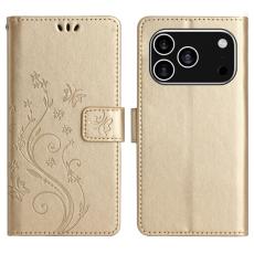  iPhone 17 Pro Fodral Med Blommigt Tryck Guld - Teknikhallen.se