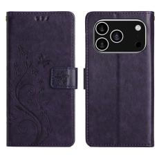  iPhone 17 Pro Fodral Med Blommigt Tryck M&ouml;rk Lila - Teknikhallen.se