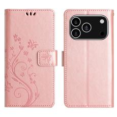  iPhone 17 Pro Fodral Med Blommigt Tryck Ros&eacute;guld - Teknikhallen.se