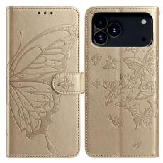  iPhone 17 Pro Fodral Med Fj&auml;ril Tryck Guld - Teknikhallen.se