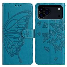  iPhone 17 Pro Fodral Med Fj&auml;ril Tryck Bl&aring; - Teknikhallen.se